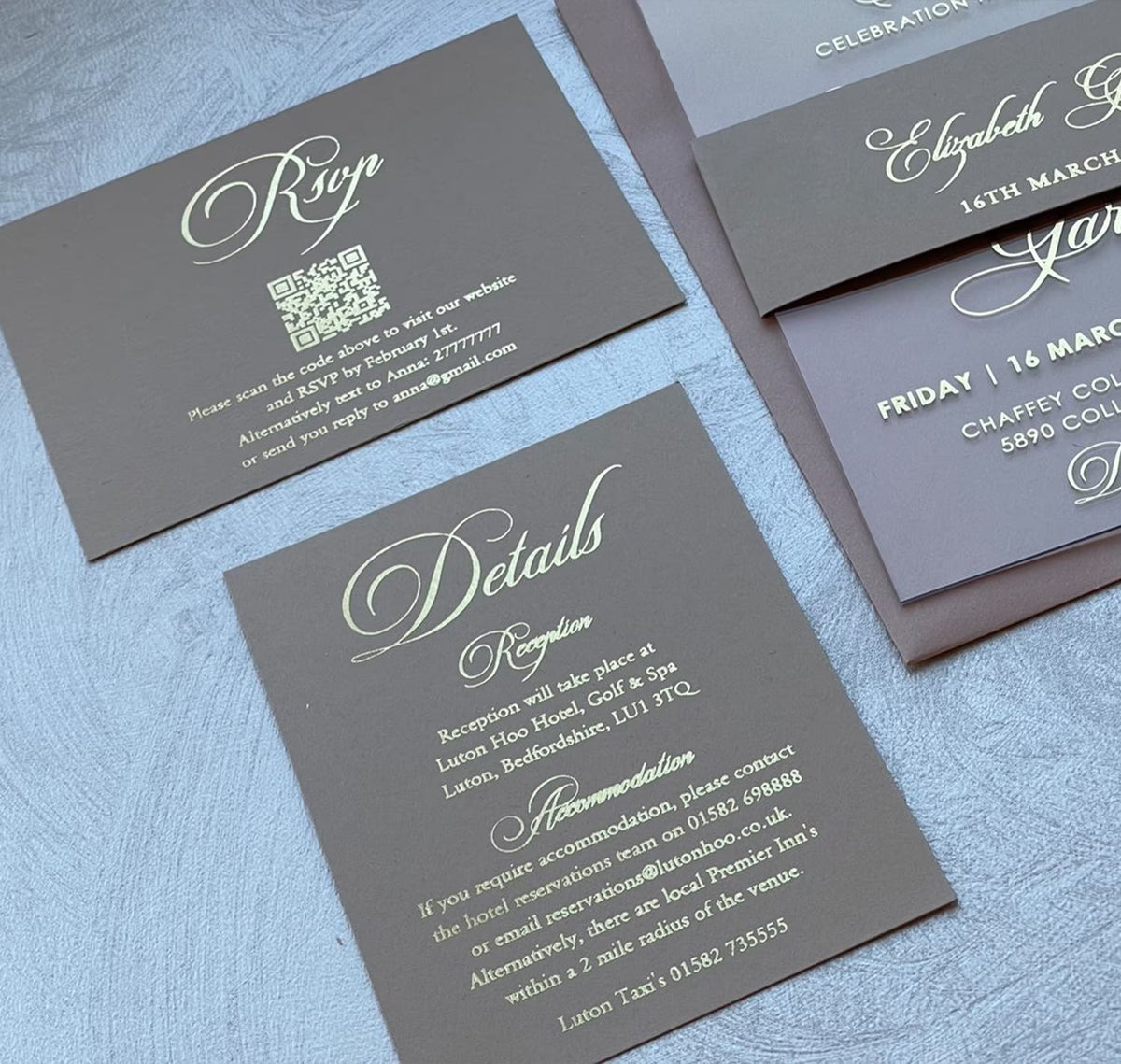 Sweet sixteen invitations on acrylic shown with a matching details card, available as an add-on to complete the suite.