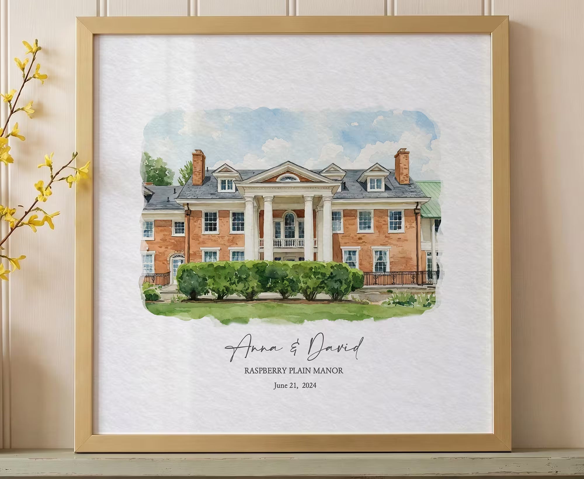 Top 10 USA Wedding Venues Painted as Watercolor Anniversary Gifts