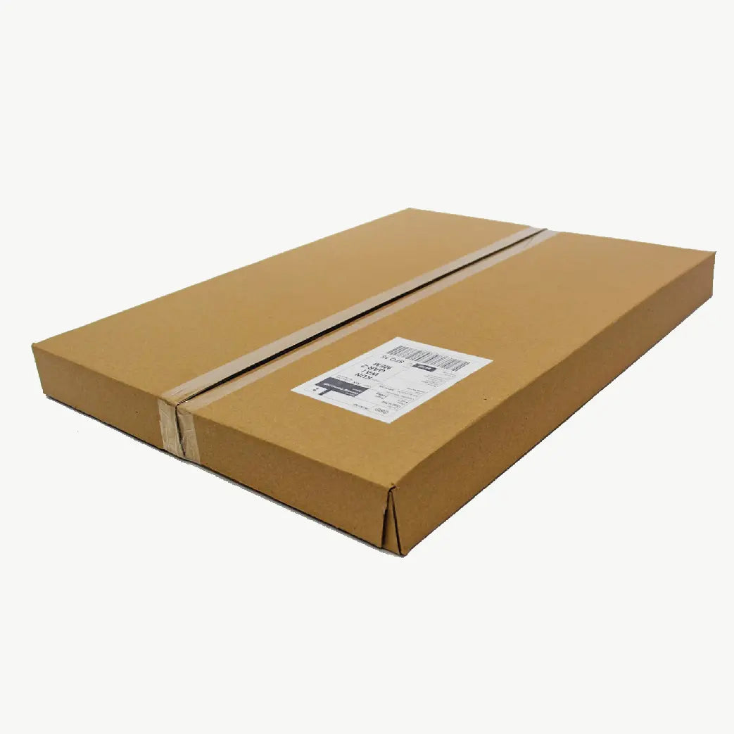 Protective flat shipping box used for framed artworks and canvas prints, designed for secure worldwide delivery.