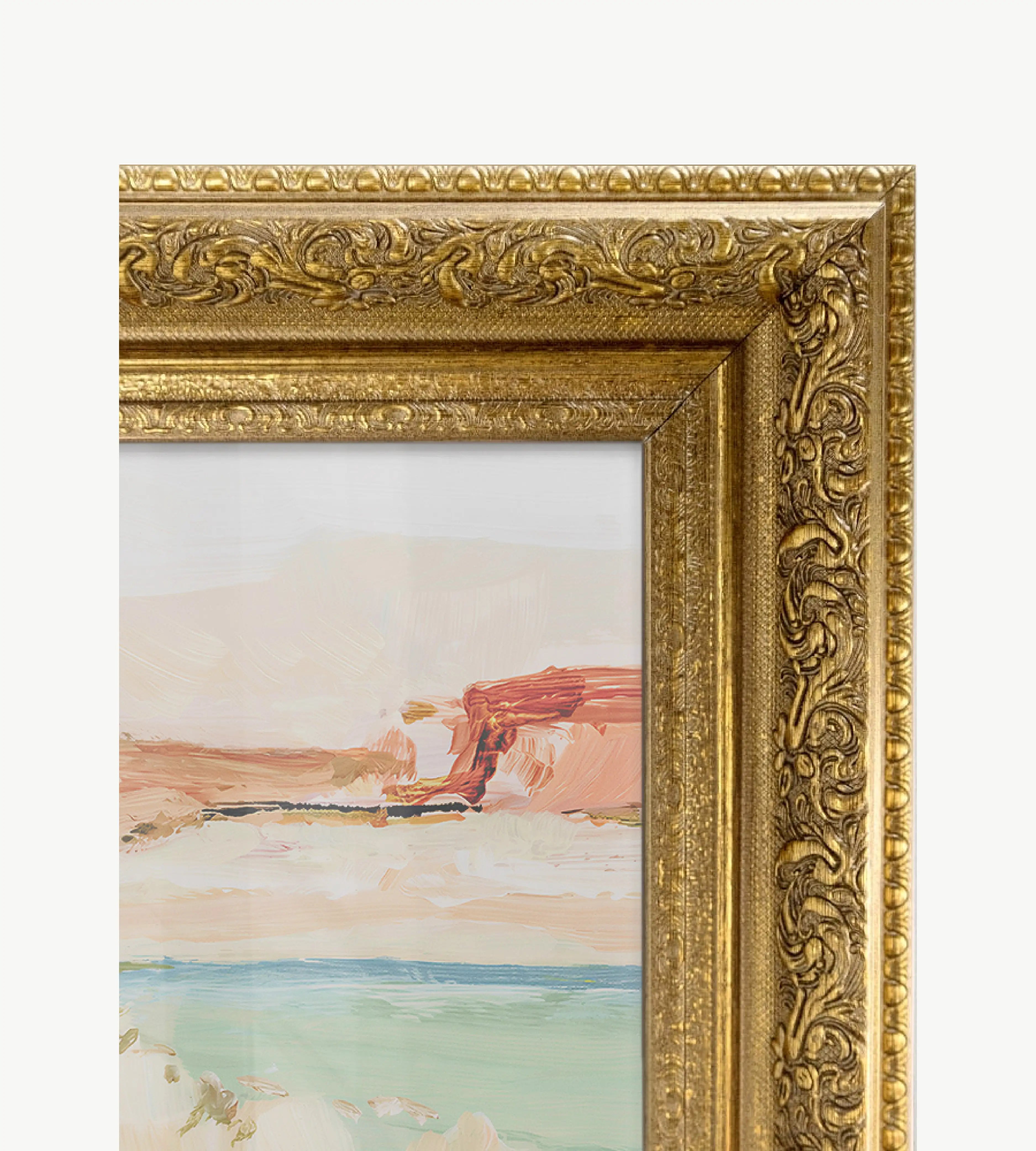 Ornate bronze frame with detailed decorative carving and antique finish, classic heritage wall art frame
