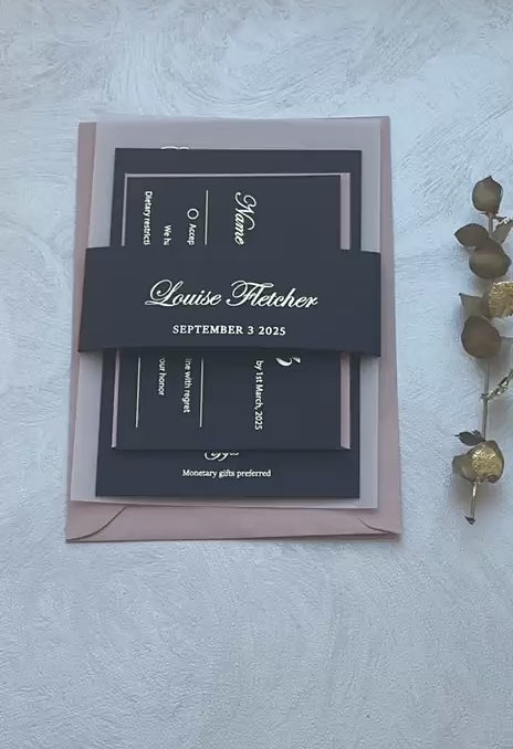 Video of 90th birthday invitations on vellum with foil lettering, a personalized milestone birthday invitation that works for any age.