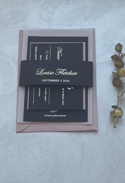 Video of 90th birthday invitations on vellum with foil lettering, a personalized milestone birthday invitation that works for any age.