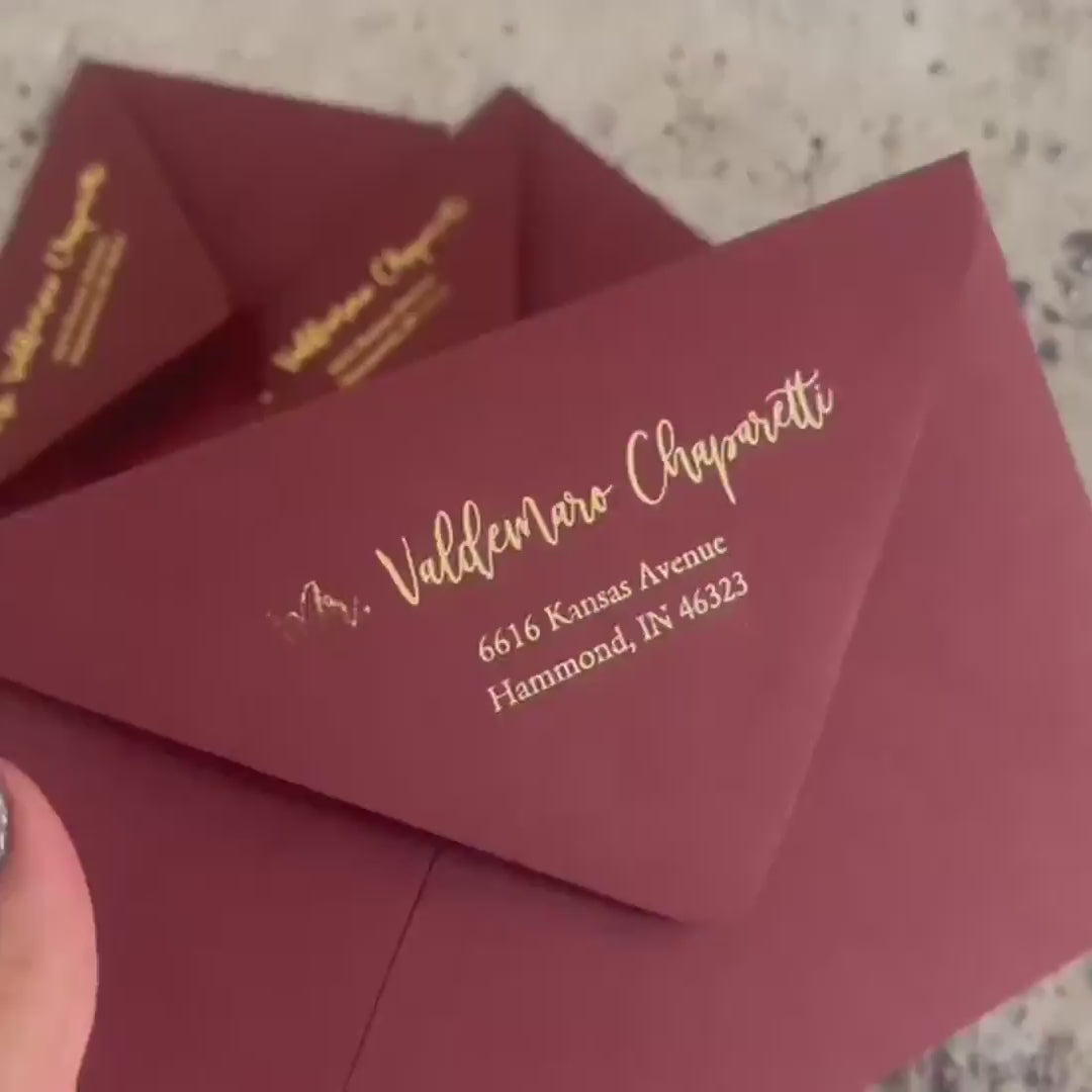 Custom wedding envelope addressing with guest names and addresses printed directly onto the envelopes